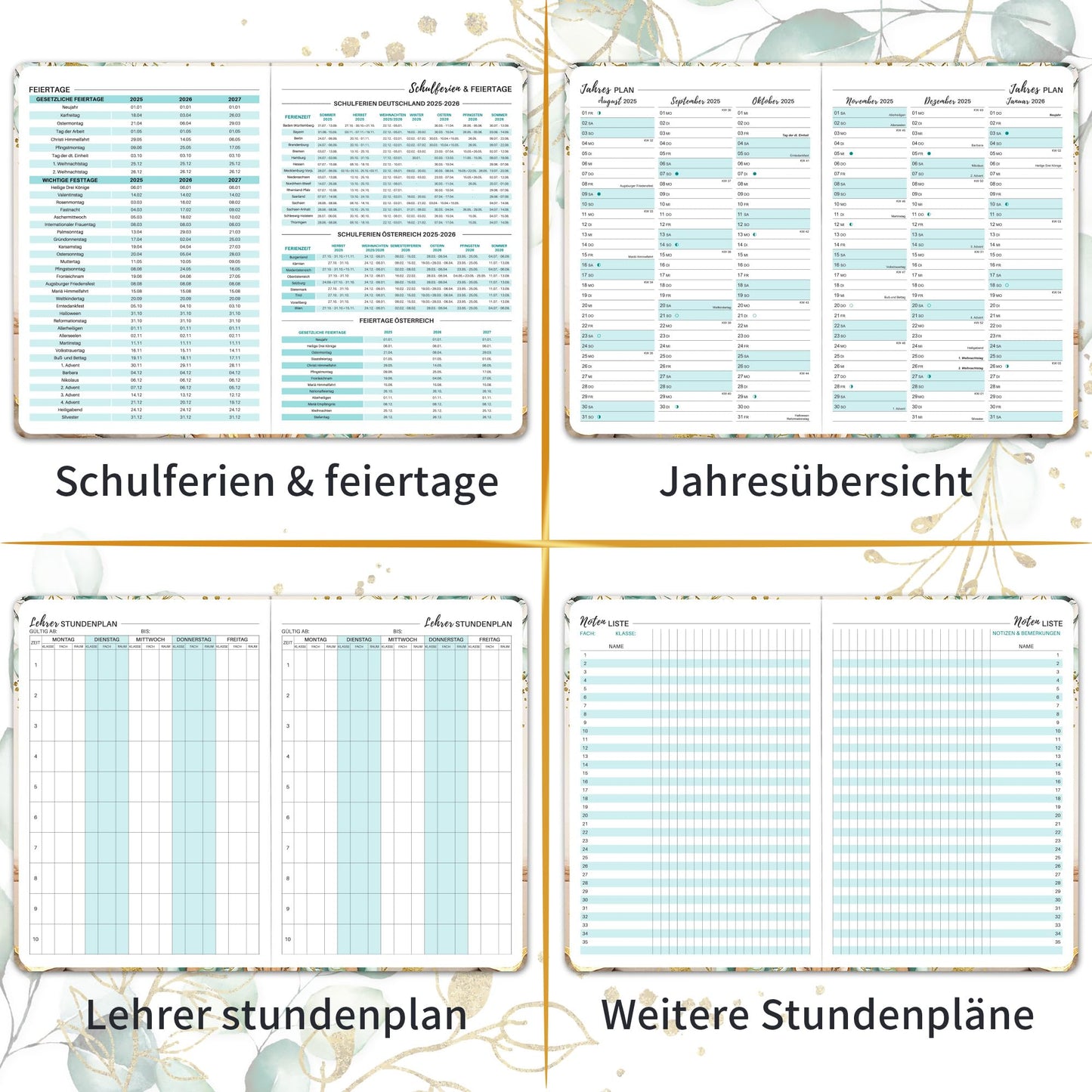 Teacher planner 2025 2026, teacher planner 2025 2026 a5 from August 2025 to July 2026, school planner 2025 2026 for teachers, 17.5 x 25 cm, hardcover teacher planner, slip pocket
