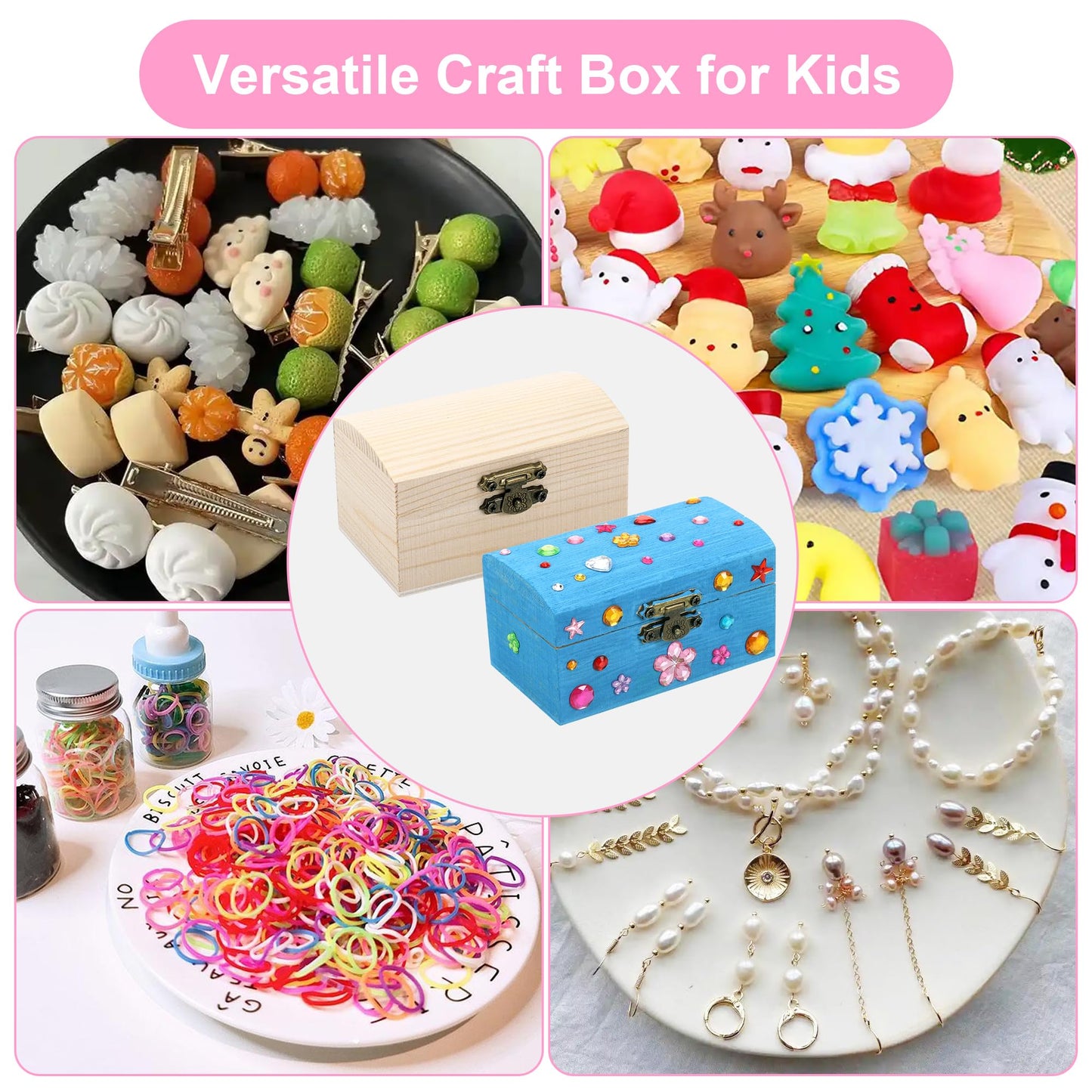 Fentar 10pcs Treasure Chest Kids Birthday, Wooden Treasure Chest Crafting Set, Small Treasure Chest for Kids, Wooden Box with Lid, Treasure Chest for Painting Kids Birthday with Markers Stickers