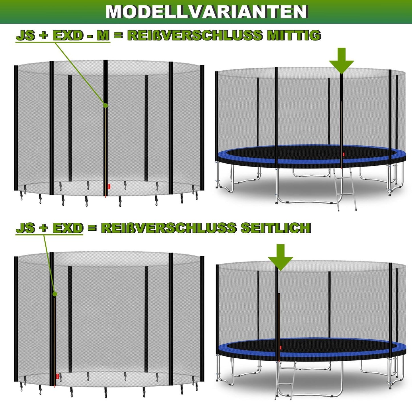 Baunsal® Trampoline Safety Net Ø 427 cm (JS+EXD-M) for 6 poles Net height 180 cm Replacement parts for trampoline net Trampoline safety net Children's trampoline replacement net Outdoor trampoline