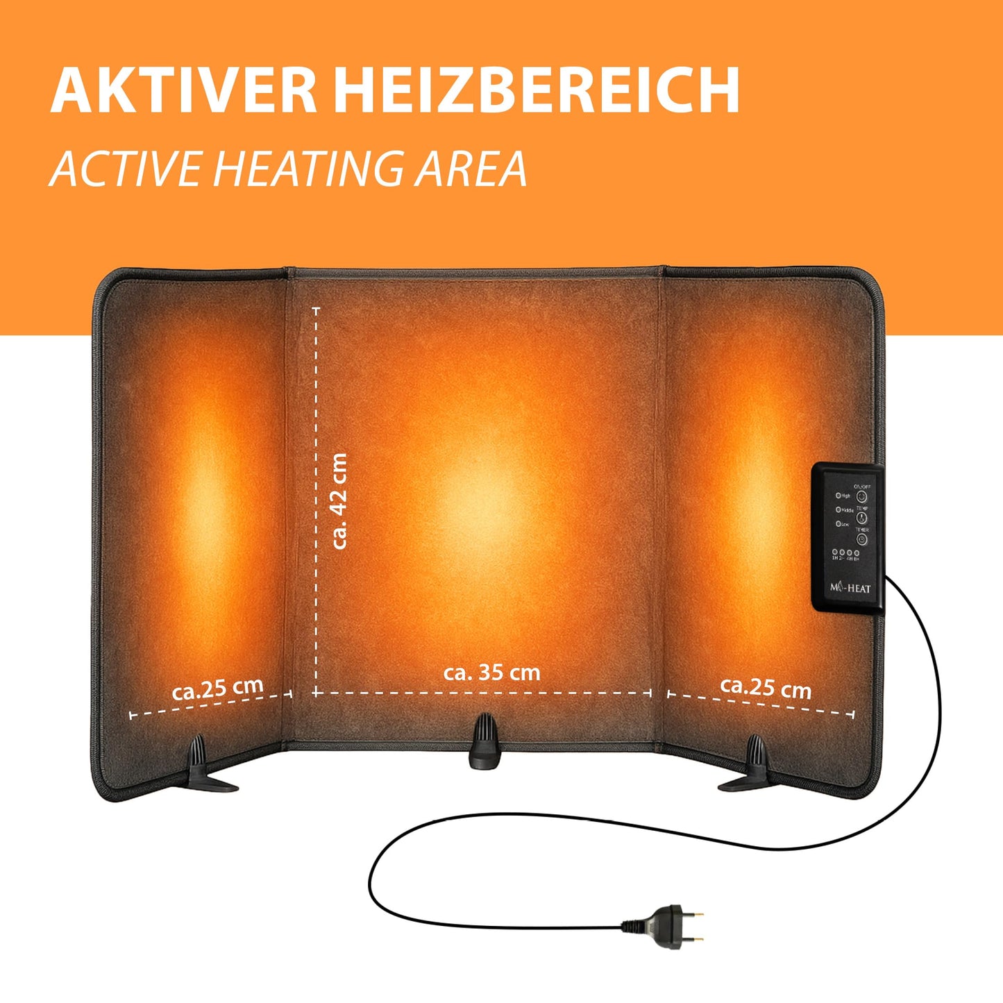 Mi-Heat Infrared Desk Heater Panel 260W | Floor Heater for Office Desk Workspace Under the Table | Temperature up to 140°F Foldable, Gray