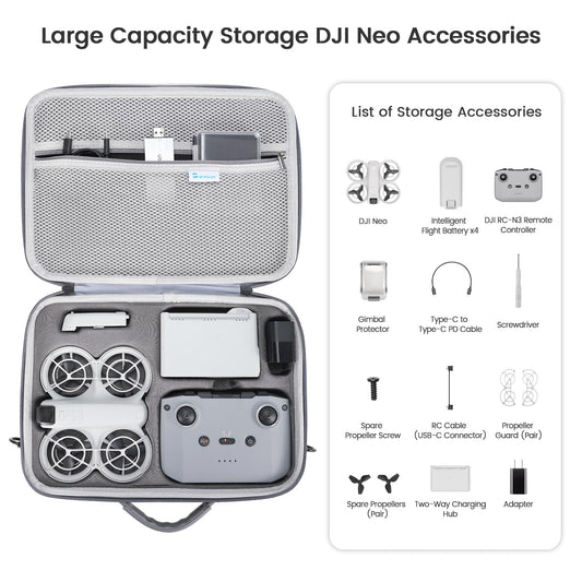 SKYREAT Neo Bag, Portable Storage Bag, Portable PU Travel Bag for DJI Neo Fly More Combo Drone and RC-N3 Remote Control Accessories