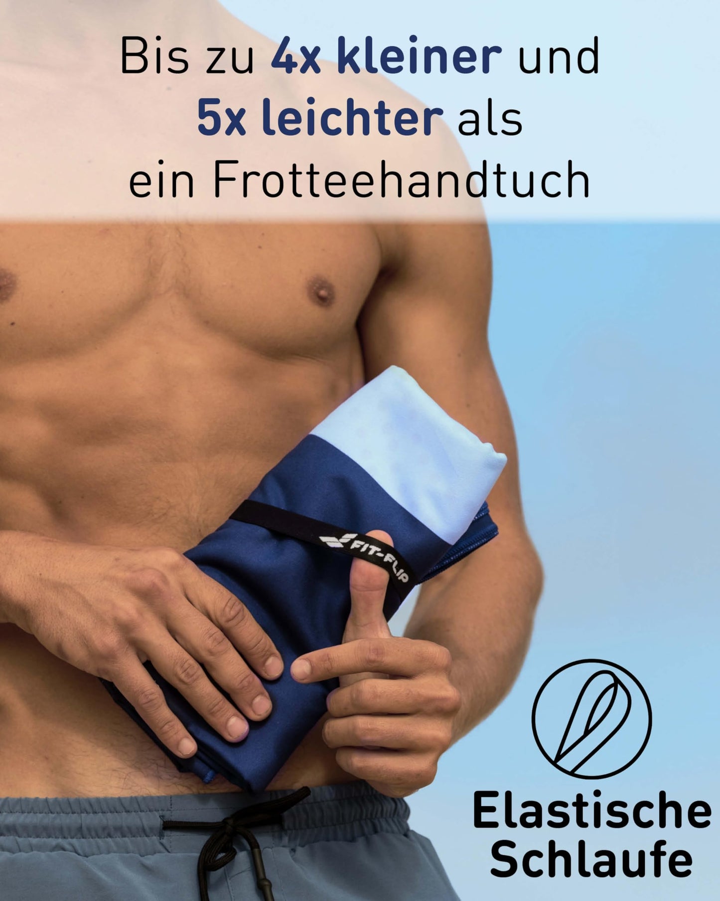 Fit-Flip beach towel XXL - microfiber bath towel - beach towels lightweight and fast-drying - 100% recycled microfiber towel - beach towel for swimming (Clean Stripes 200x90cm)