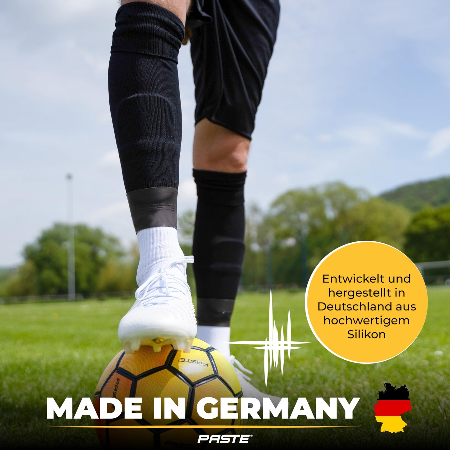 PASTE® Shin Guard Holder Soccer Silicone Men, Women, Kids Black - Support for Soccer Socks as Shin Guard Holder, Sock Holder, Grip Tapes for Soccer Socks, Ankle Strap