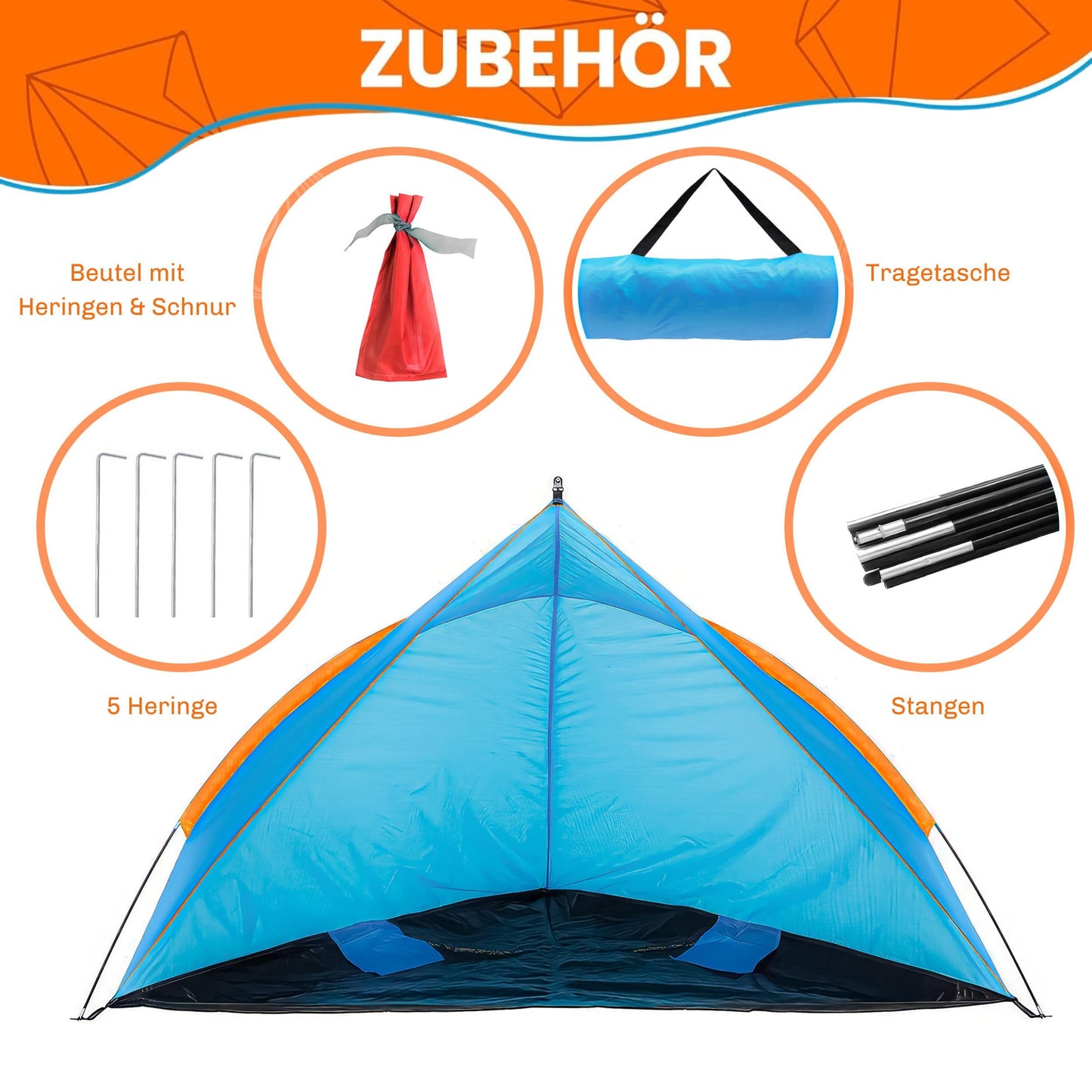 Blumixx pop-up beach tent for 2-3 people - wind protection & sun protection beach tent, compact foldable, lightweight travel beach tent, baby beach tent, UV protection, 220x120x120 cm, turquoise.