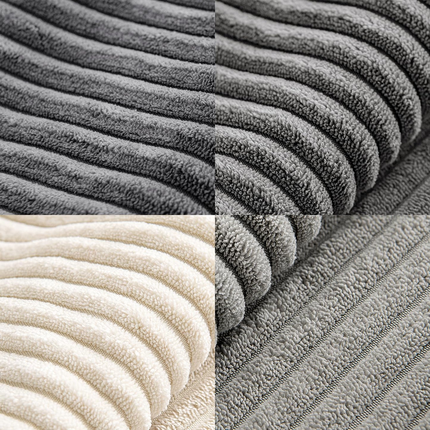MIULEE 4-Pack Corduroy Pillow Cover Patchwork Cushion Case Soft Decorative Modern Invisible Zipper Throw Pillow Covers for Sofa Living Room Bedroom Grey Series 45x45 cm
