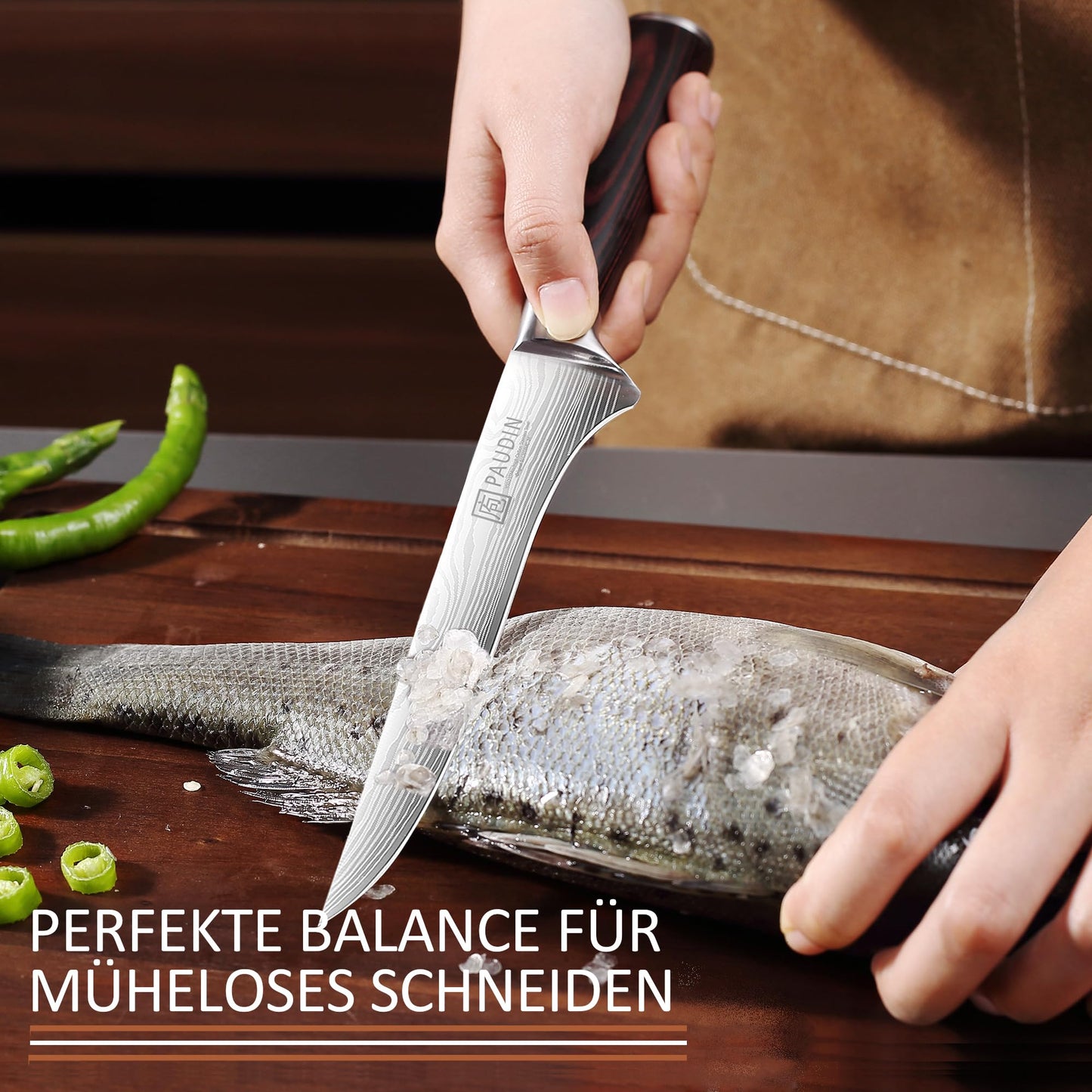 PAUDIN 15 cm fillet knife kitchen knife made of high-quality stainless steel, professional chef's knife with sharp blade