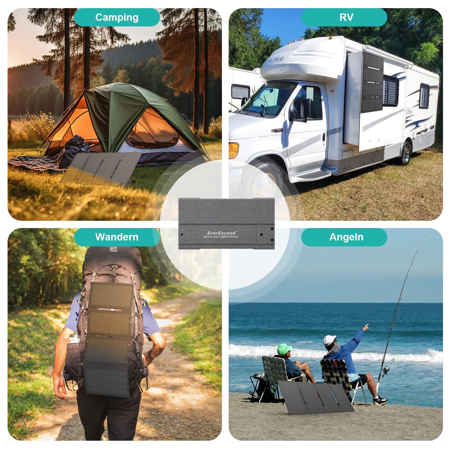 Foldable 60W Solar Panel with USB-A, USB-C, and DC outputs - Solar Charger for Power Station, Phone, Laptop - Portable for RV, Camping, Hiking, Travel, Adventure