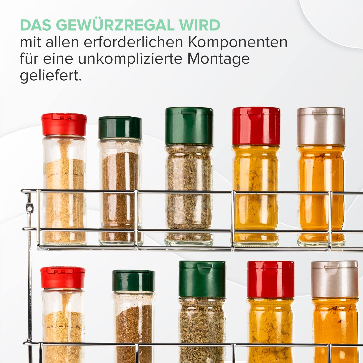 Copa Spice Rack Cabinet Door 4-Layer Chrome - Spice Organizer Hanging - Wall Spice Rack for 4x8 Spice Jars - Hanging Spice Stand - Spice Rack Kitchen Cabinet - Kitchen Shelf 50x40.5x6cm