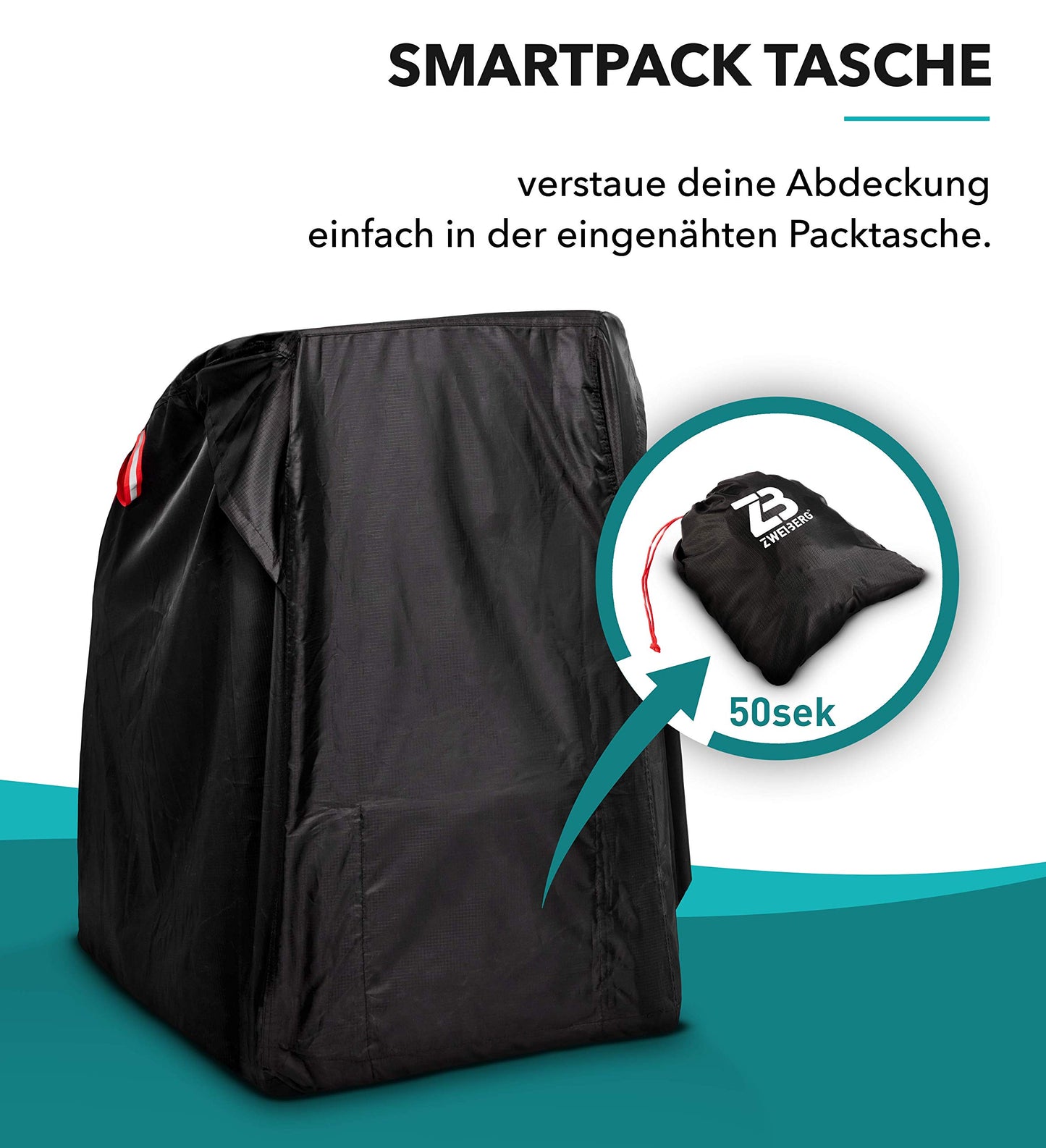 ZWEIBERGยฎ Foldable garage for bike trailers. Universal, sturdy, and waterproof cover. Provides rain protection with UV protection. Easy removal.