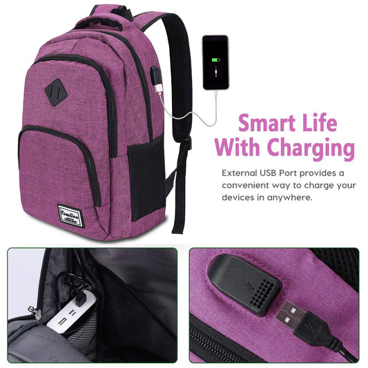 YAMTION school backpack for ladies and girls, laptop backpack with 15.6 inch laptop compartment for school, work, and travel.