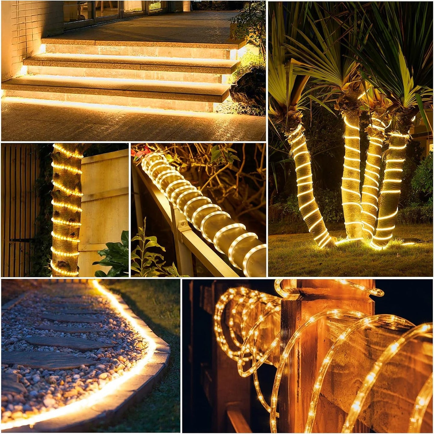 200 LED Light Tube String Lights, 23m Warm White Outdoor Light Tube String with Remote Control, 8 Modes LED String Lights for Christmas Indoor Outdoor