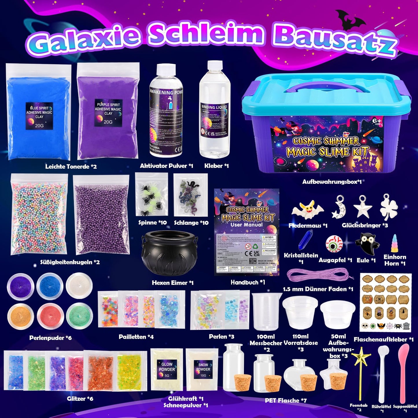 iKidiki slime kit for kids, ages 6-12. Perfect gift for girls and boys. DIY slime making set is a great birthday present idea. Toy suitable for children 6-12 years old.