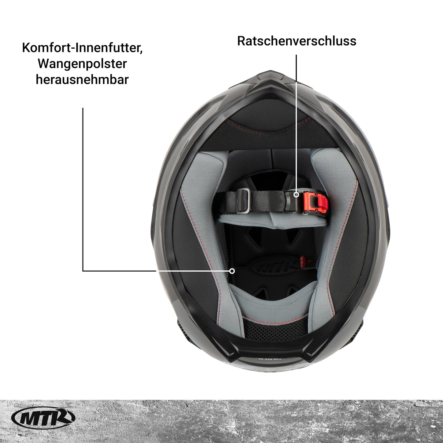 MTR S-6 Evo Full Face Helmet, Motorcycle Helmet ECE 22.06 Certified - Maximum Road Safety, Sturdy & Quiet Motorcycle Helmet, Chin & Head Ventilation, Scooter Helmet for Men & Women, Black, XXL