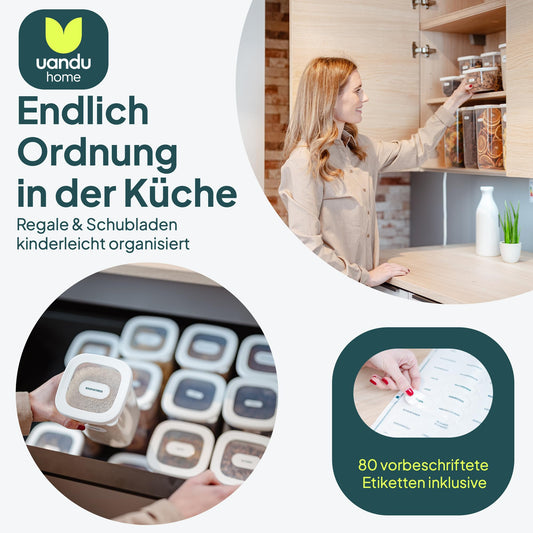 uandu airtight food storage containers with lids - 24 piece set | kitchen storage container box | BPA free | kitchen organizer | containers for all dry foods