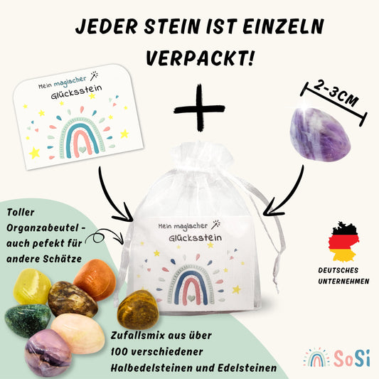 12 Lucky Stones in Organza Bag, 2-3cm, Party Favor, Gift, Giveaway, Good Luck Charm, Kids Birthday, Hostess Gift, Preschool, Baptism, Communion, School Start