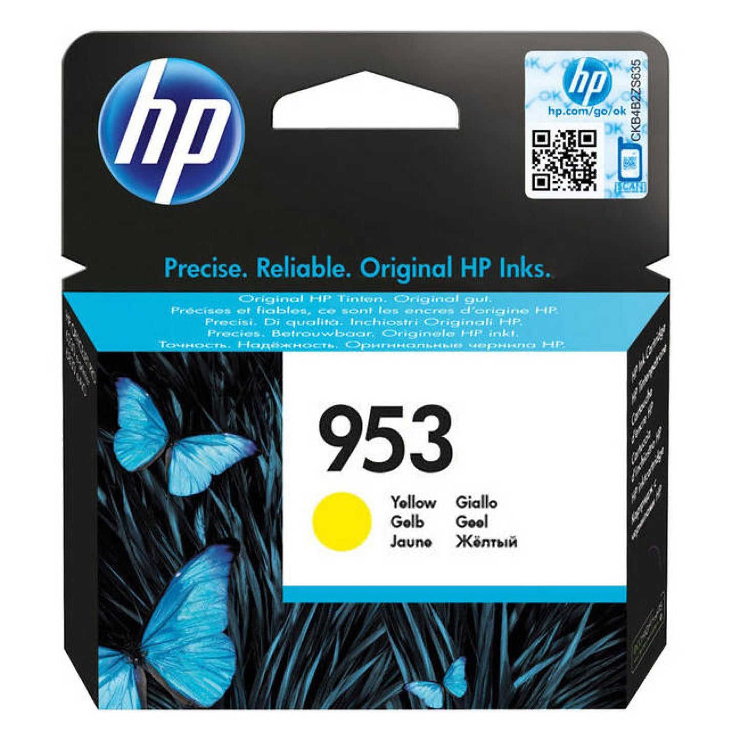 HP 953 (F6U14AE) Original yellow printer cartridge for HP OfficeJet Pro 77xx, 82xx, 87xx.