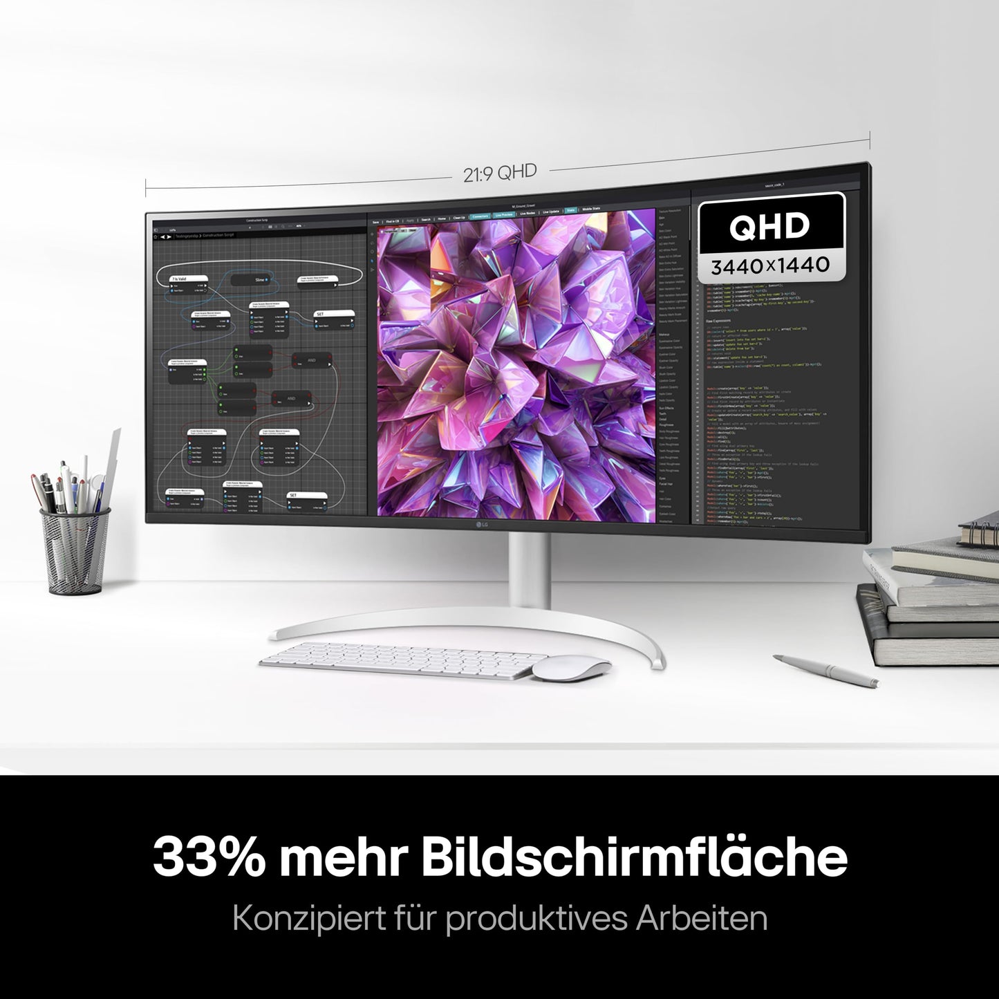 LG Electronics 34WQ75X-B.AEU IPS 21:9 UltraWide Monitor 34" (86.72 cm), TFT-LCD Active Matrix with White LED Backlight, Anti-Glare, Black