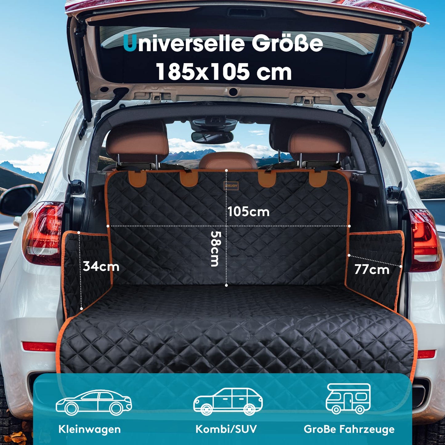 JOEJOY Dog Trunk Liner with Side and Bumper Protection, Universal Waterproof Scratch-Resistant Dog Cargo Liner - Dog Car Trunk Cover