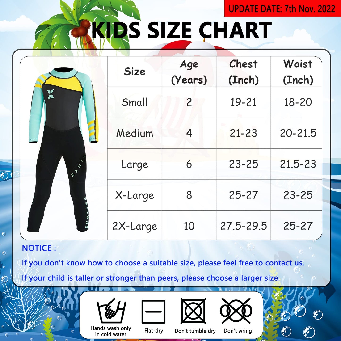 NATYFLY Kids Neoprene Wetsuit 2.5mm Neoprene Thermal Swimsuit Boys Girls Long/Short Sleeve Diving Suit Back Zip One Piece Swimwear
