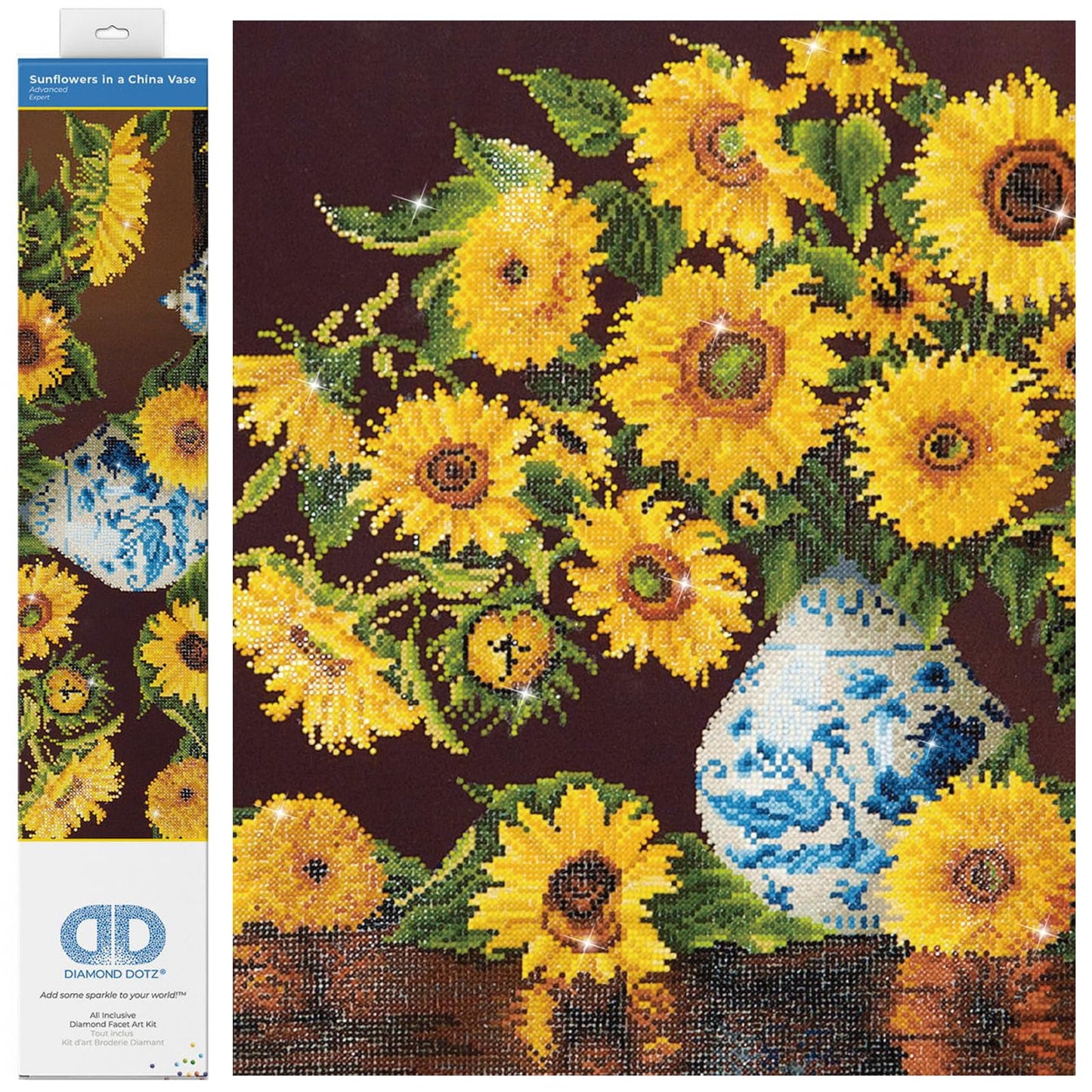 Diamond Dotz Sunflowers in a china vase DD13.006