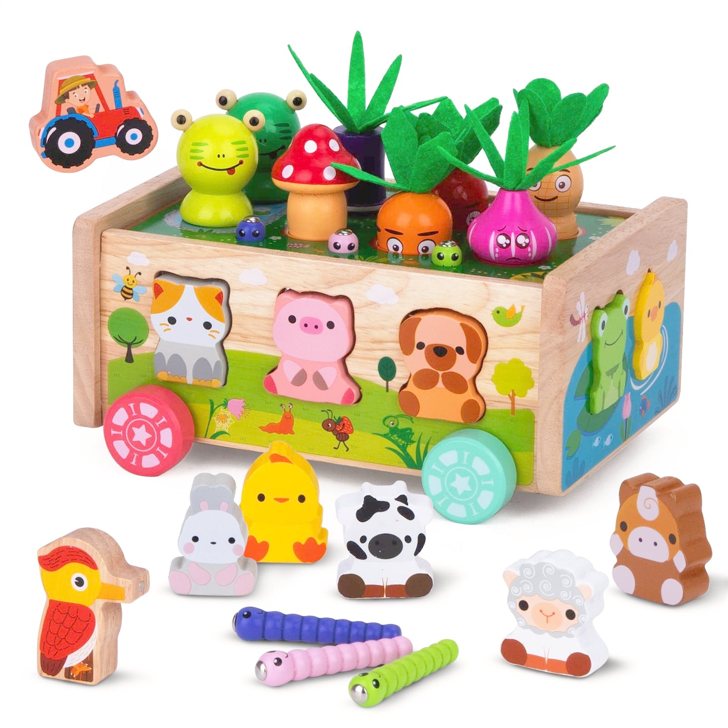 Montessori toy for 1 2 3 year olds | Carrot stacking game wooden | Montessori gift for girls boys | Kids wooden toy motor skills toy for 1 year olds