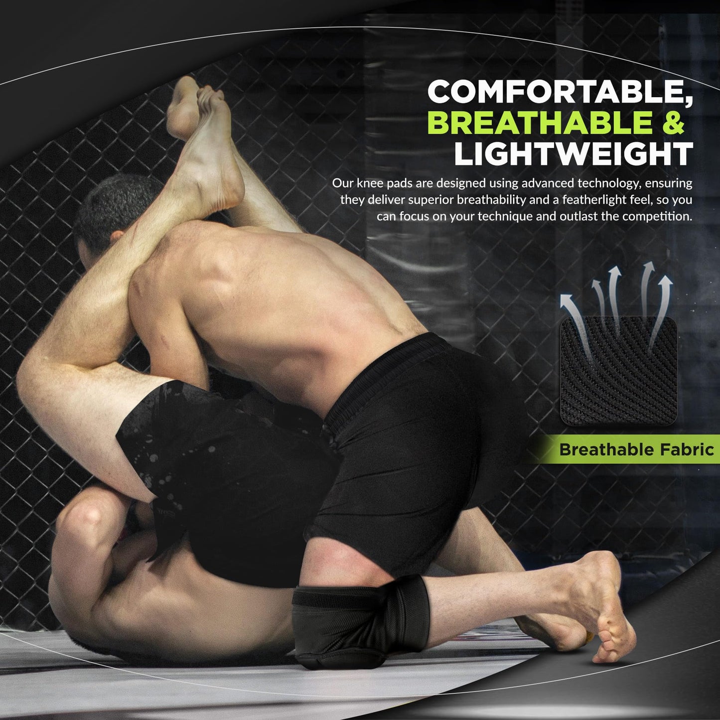 RDX knee pads for MMA, kickboxing, and Muay Thai training. Foam padded support knee brace guard for combat sports grappling protection gear cage BJJ karate volleyball wrestling.