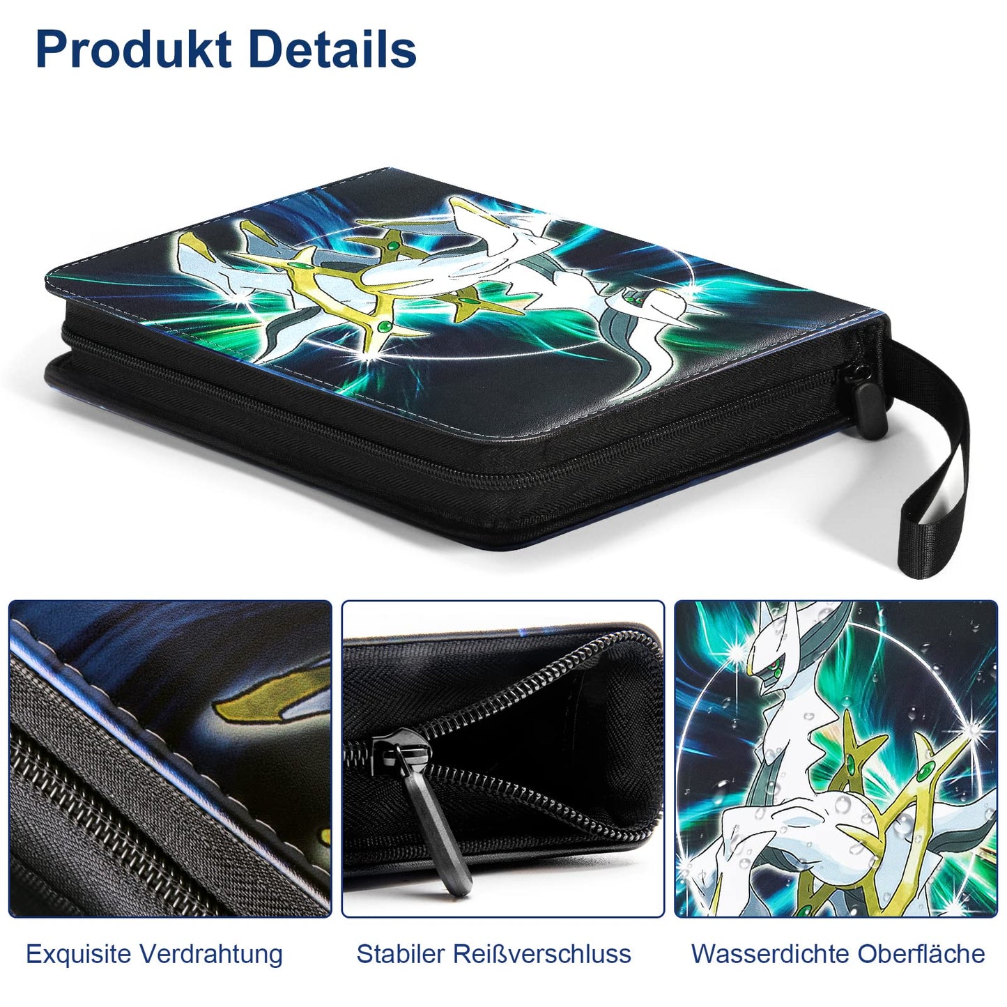 Collectible album for Pokemon cards, 50 pages 900 pockets card binder, Portable waterproof PU card holder, Collectible card albums. It is the perfect gift for kids. 50 pcs per page.