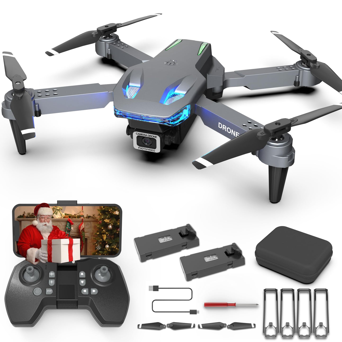 Wipkviey T28 Drone with Camera for Beginners, Foldable Quadcopter for Adults, FPV RC Drones with 3D Flips/Altitude Hold/Gesture Selfie/Waypoint Flight, Gifts for Kids Boys/Girls, 2 Batteries