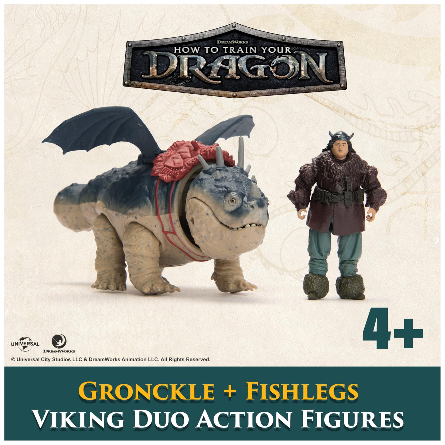 Dreamworks How to Train Your Dragon Viking and Dragon Action Figure Set featuring Meatlug and Fishlegs. Perfect toy for kids 4 and up.