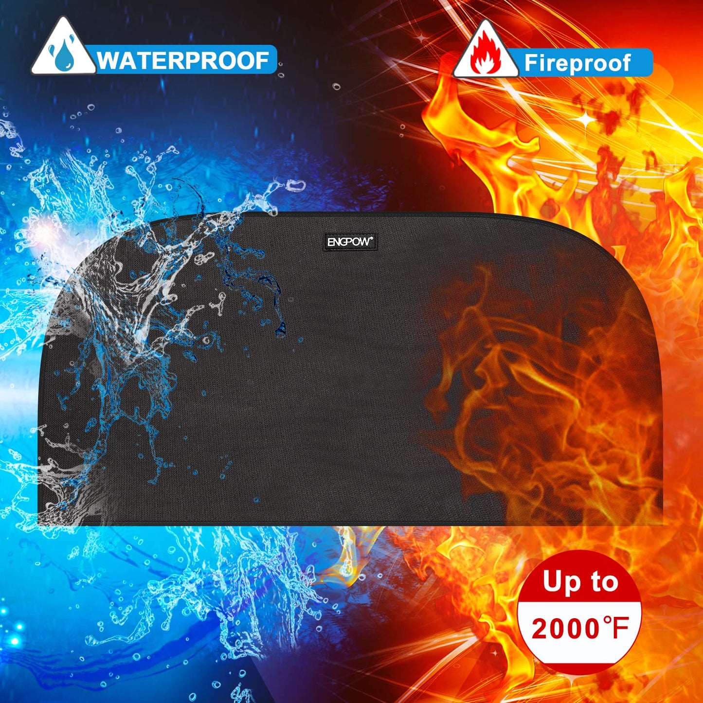 Fireproof Hearth Mat 100 x 50CM Half Round Spark Protection Plate Stove Area Fireplace Mat for Wood Stove Flame-retardant Carpets Stove Underlay Protective Mat for Fireplaces in Stove, Heaters