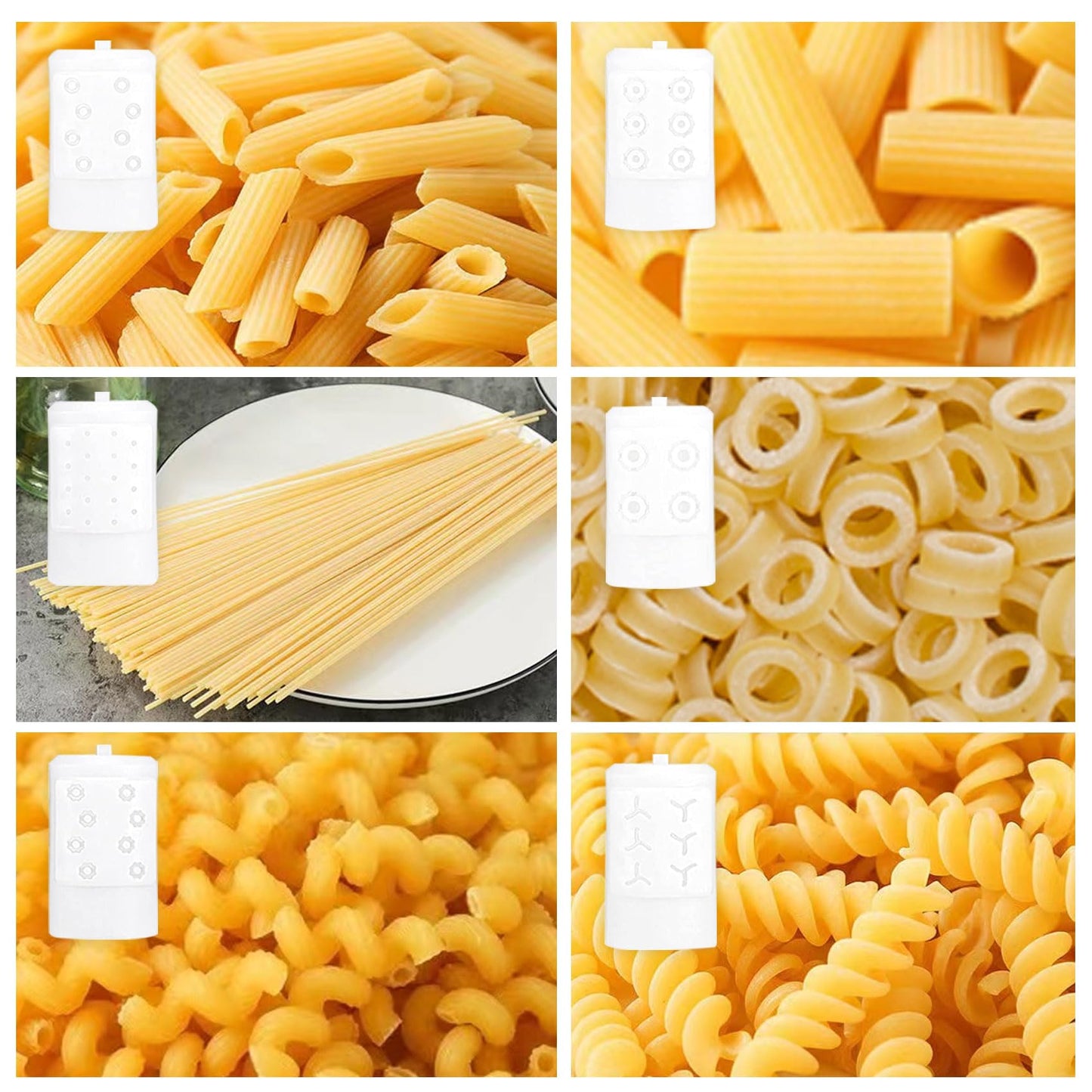 Pasta attachment for KitchenAid stand mixer, pasta roller attachment with 6 different noodle shapes, spaghetti and fettuccine for KitchenAid mixer accessory.