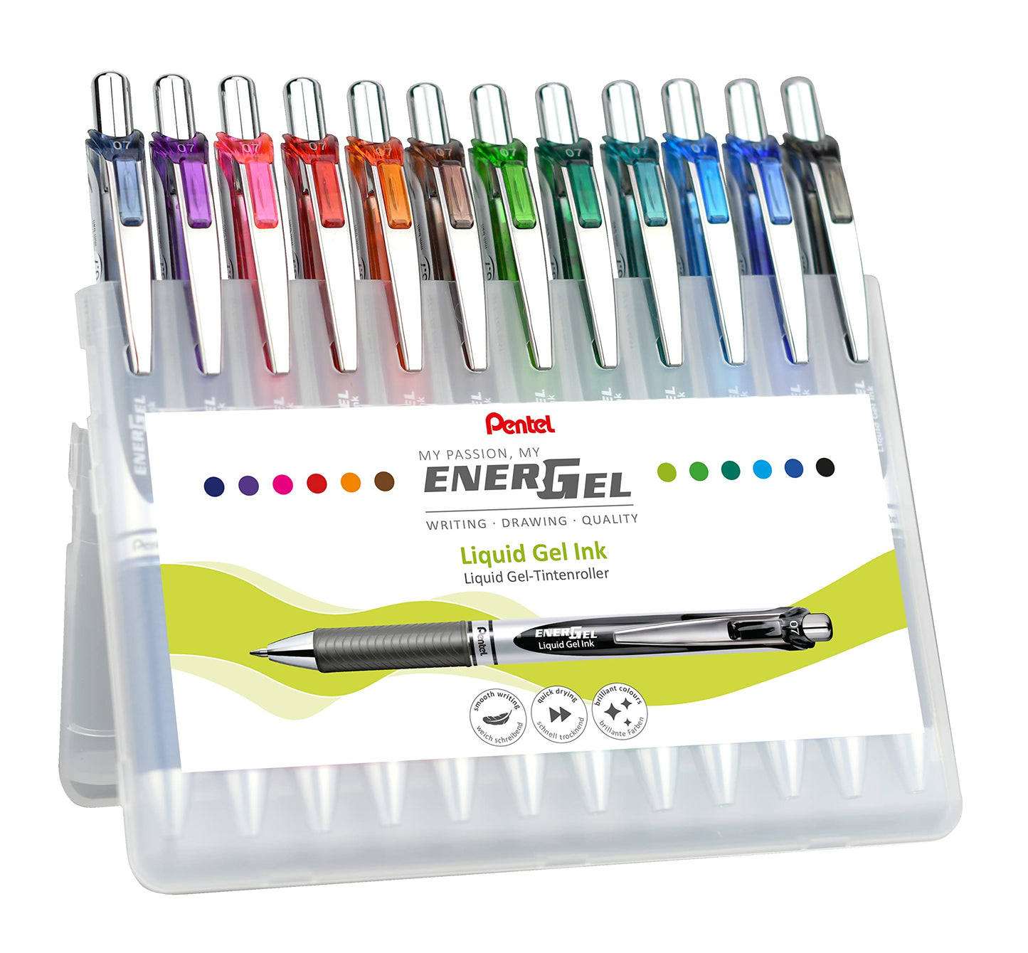 Pentel BL77-12 EnerGel Gel Ink Rollerball Pen with 0.7mm ball diameter = 0.35mm line width, 12 pack & LR7-BX refill for EnerGel pens 0.7mm ballpoint, red, 12 pack