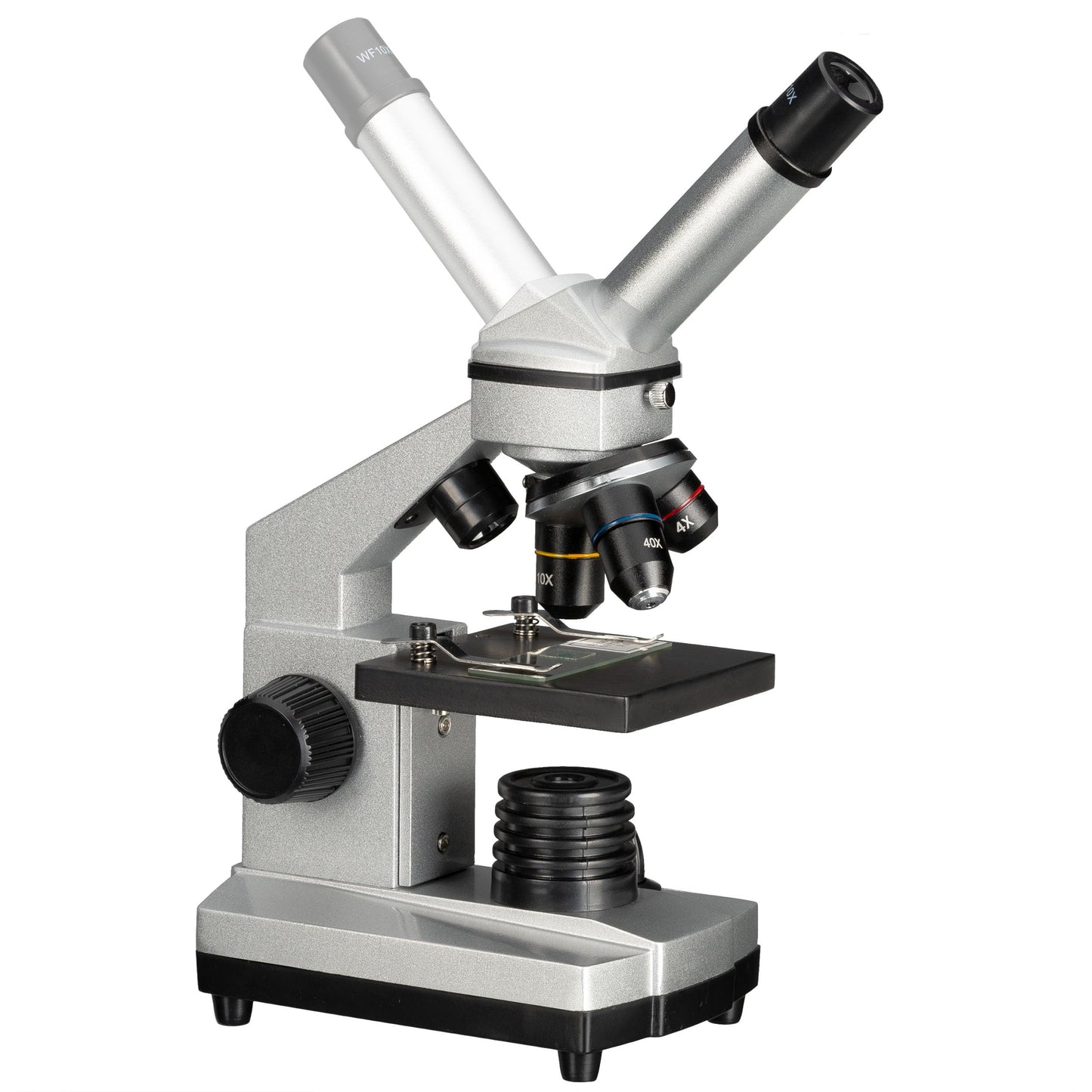 Bresser Junior Microscope Set 40x-1024x with USB camera and bright LED illumination for transmitted light observations, includes comprehensive accessory package and sturdy hard-shell case.
