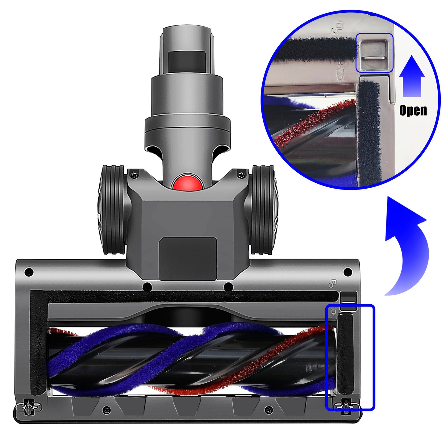 Italdos turbine nozzle electric brush compatible with Dyson V7 V8 V10 V11 V15 with motorized roller suitable for carpet, parquet, and hard floors automatic LED light.