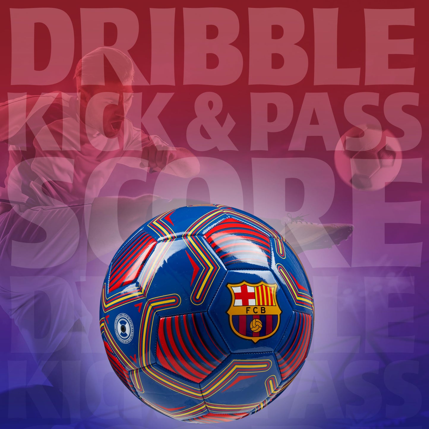 FC Barcelona ball, officially licensed club soccer ball, size 3, 4, or 5, gifts for fans (blue/red, size 4)
