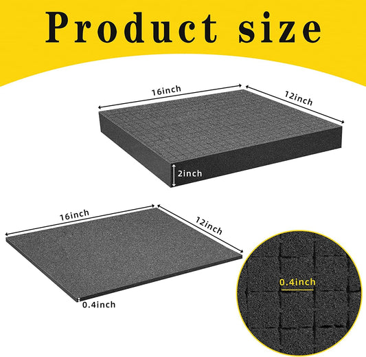 GIONAR grid foam cube foam, 2 pieces 400 x 300 x 50mm/2 pieces 400 x 300 x 10mm, tool case camera case foam, case insert, tabletop miniatures, tools