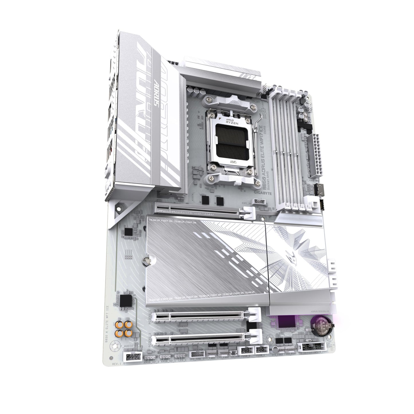 GIGABYTE B850 AORUS Elite WIFI7 Ice Motherboard - AMD Ryzen 9000 Series CPUs, 14+2+2 phases digital VRM, up to 8200MHz DDR5 (OC), 1xPCIe 5.0 + 2xPCIe 4.0 M.2, 2.5 LAN, WiFi 7, USB 3.2 Gen 2x2