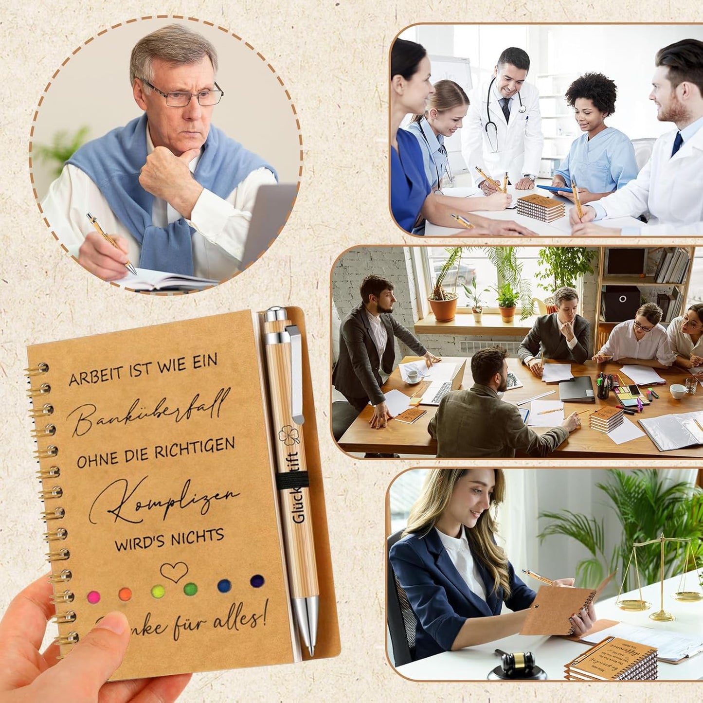 boocooberg Thank You Gifts for Colleagues, Small Gifts for Colleagues Teachers Inspirational, Colleagues Gifts Notepad 10x15cm Best Thank You Gift Colleagues Farewell Gift (3PCS)