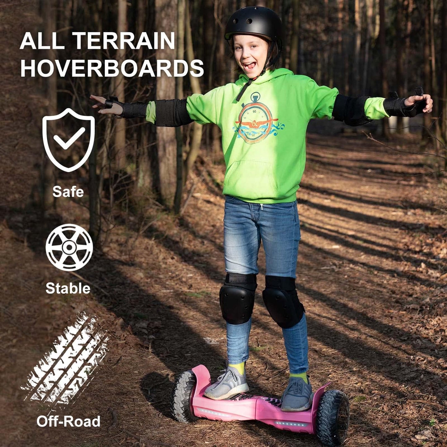 GeekMe 8.5 inch Offroad SUV Hoverboards with APP, Bluetooth Speaker, Dual Motor, LED Lights, All Terrain Hoverboards for Kids and Adults.