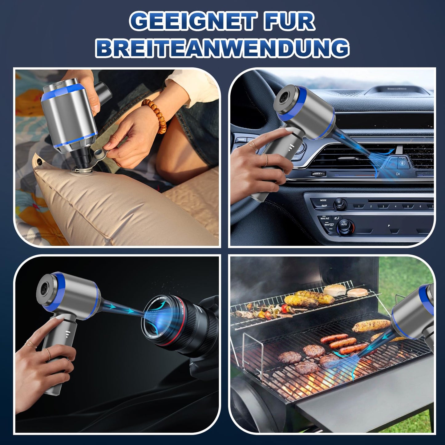 Handheld Cordless Vacuum, 3-in-1 Handheld Vacuum, 25000PA Strong Car Vacuum, 3-Speed 220000 RPM Handheld Vacuum, Cordless Mini Vacuum for Car, Kitchen, PC, Sofa, Office, Home & Pet Hair Cleaning.