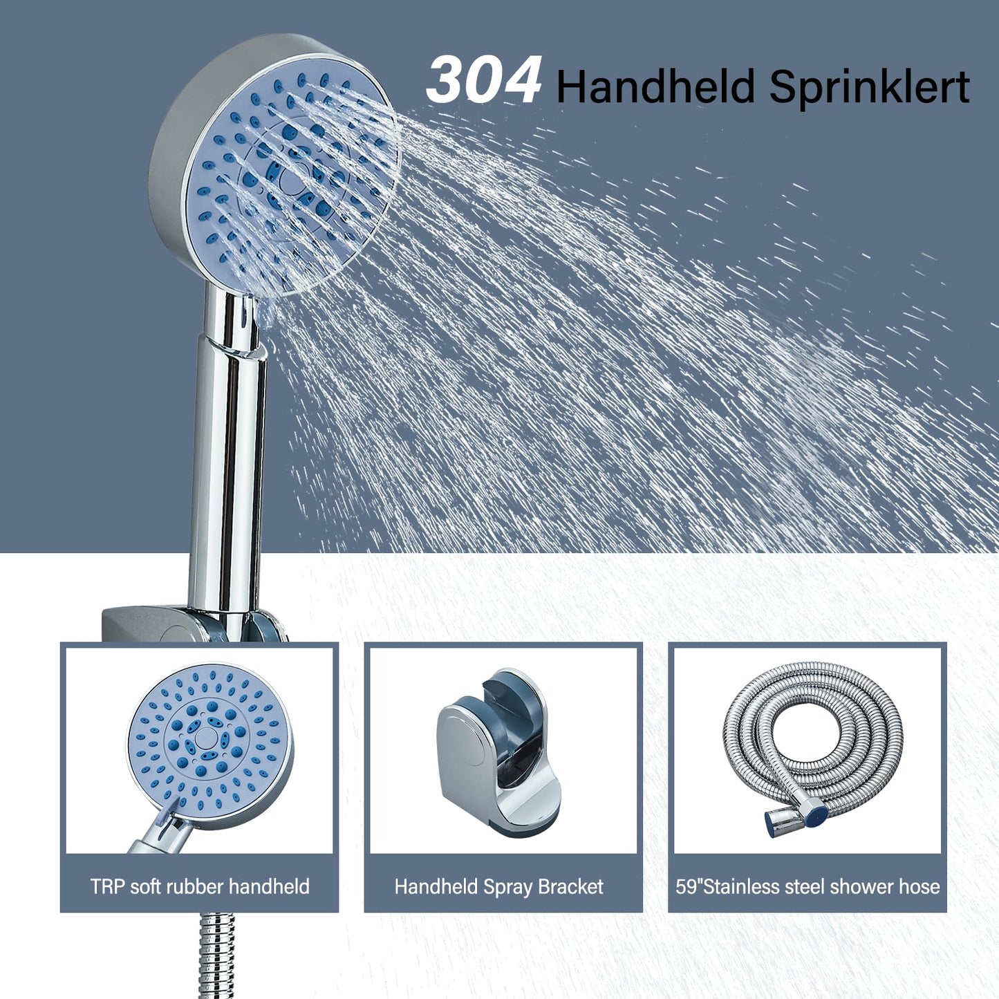 fyheast bathtub faucet with hand shower bathtub fittings set with 5 functions brass shower faucet water tap bathtub set with shower head and 1.5m hose for bathtub and bathroom chrome