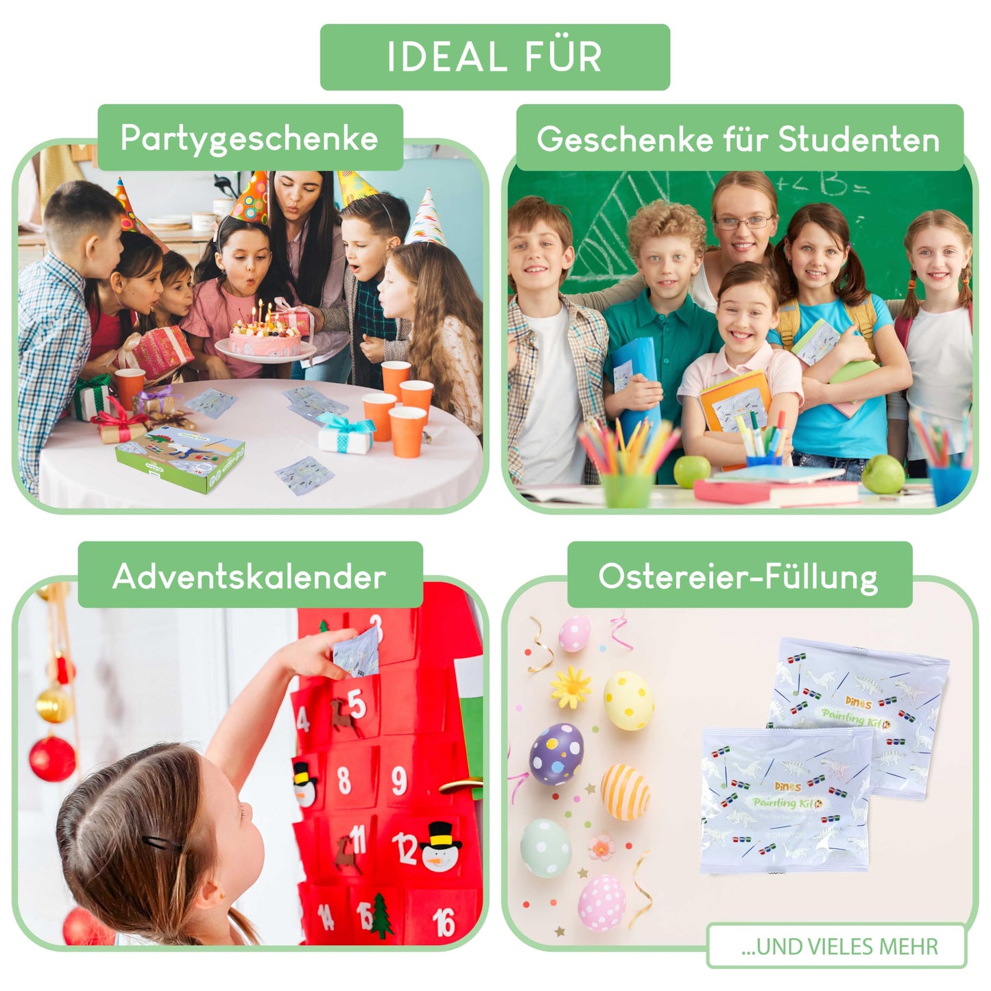 BONNYCO Dinosaur Party Favors for Kids Birthday, 16-piece Art Set. Ideal for goody bags, pinata fillers, and crafting activities for boys. Great small gifts for children.