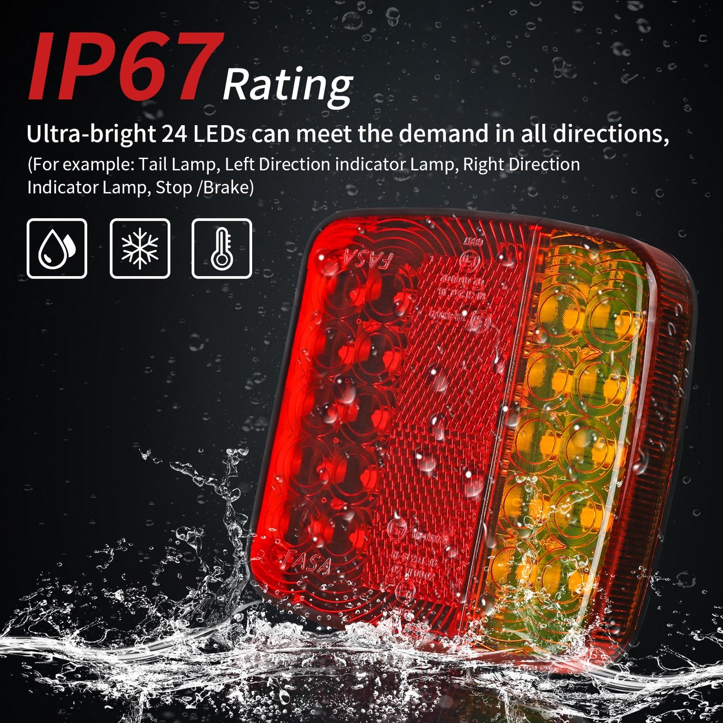 AOHEWEI Wireless Lighting LED Set, magnetic trailer taillights wireless 12V, truck rear ECE EMC certified for trailers, trucks, caravans or trucks.