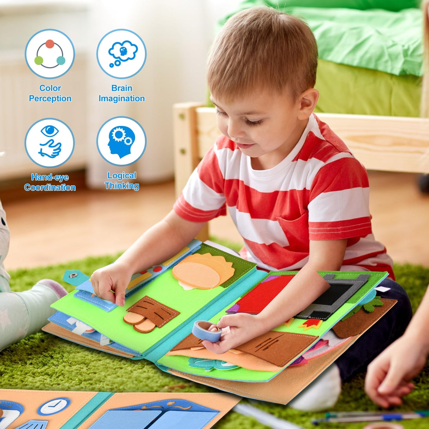 Quiet Book 2 years | Montessori toy for 1 year olds for motor skills | Sensory toy for 1-6 year olds, gift for girls and boys...