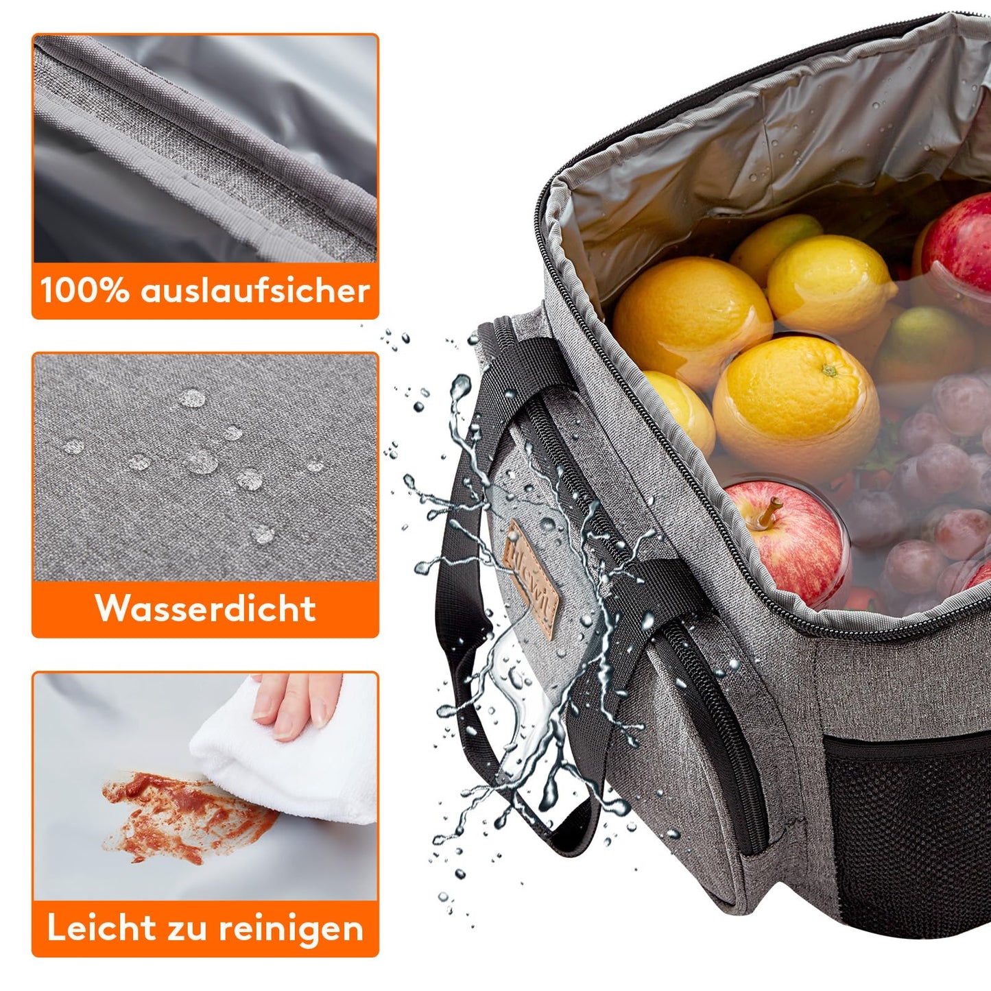 Lifewit 15L cooler bag for on the go, insulated lunch tote for men and women, waterproof thermal shoulder bag for food, beer, medication, work, beach, travel, gray.