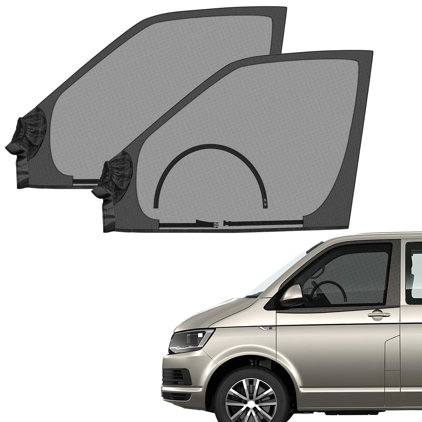 ZATOOTO Magnetic Side Window Insect Screens Compatible with VW T4 T5 T6, Car Window Mosquito Net for Front Doors, Protection from Mosquitoes Breathable for Outdoor Camping Travel