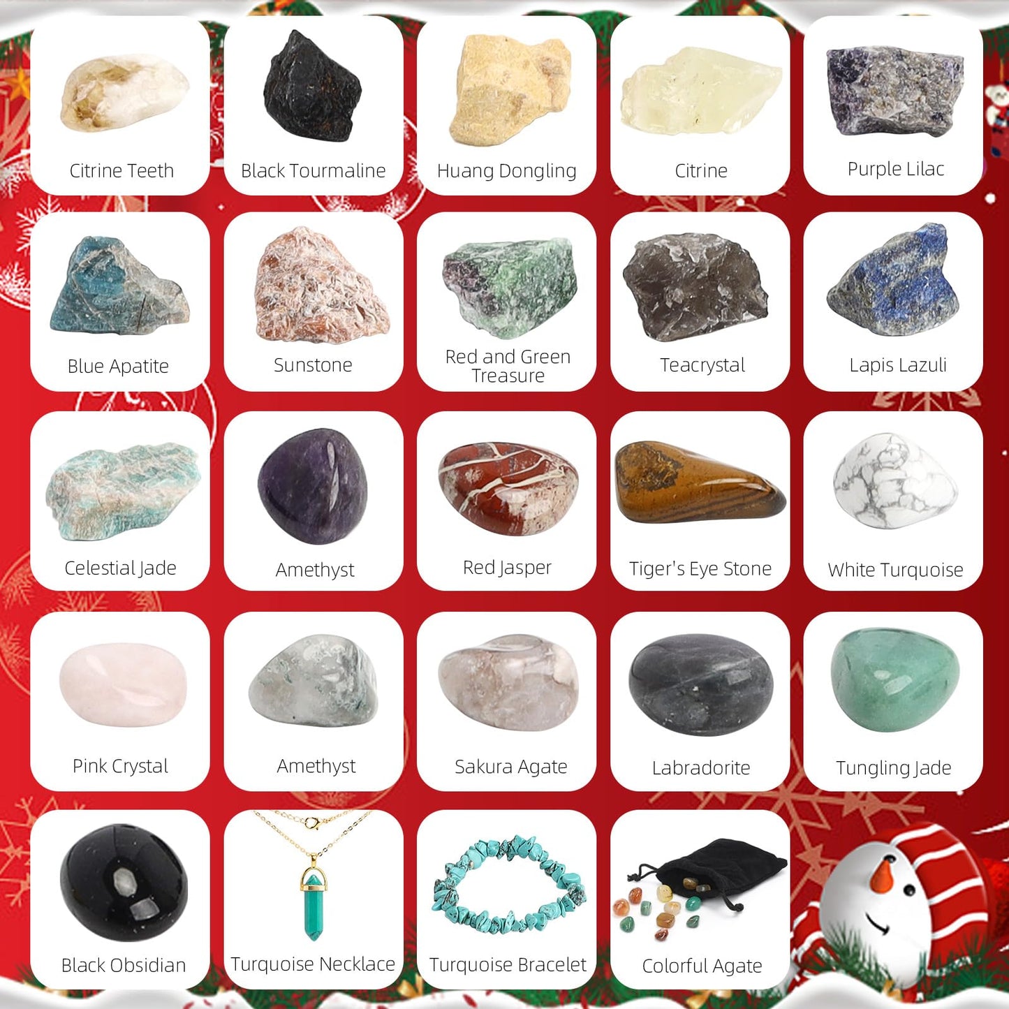 Aitsite Advent Calendar Minerals Gemstones, 24 day National Geographic Advent Calendar, Christmas Calendar Stones Crystals, Gemstone Calendar for family Christmas gifts