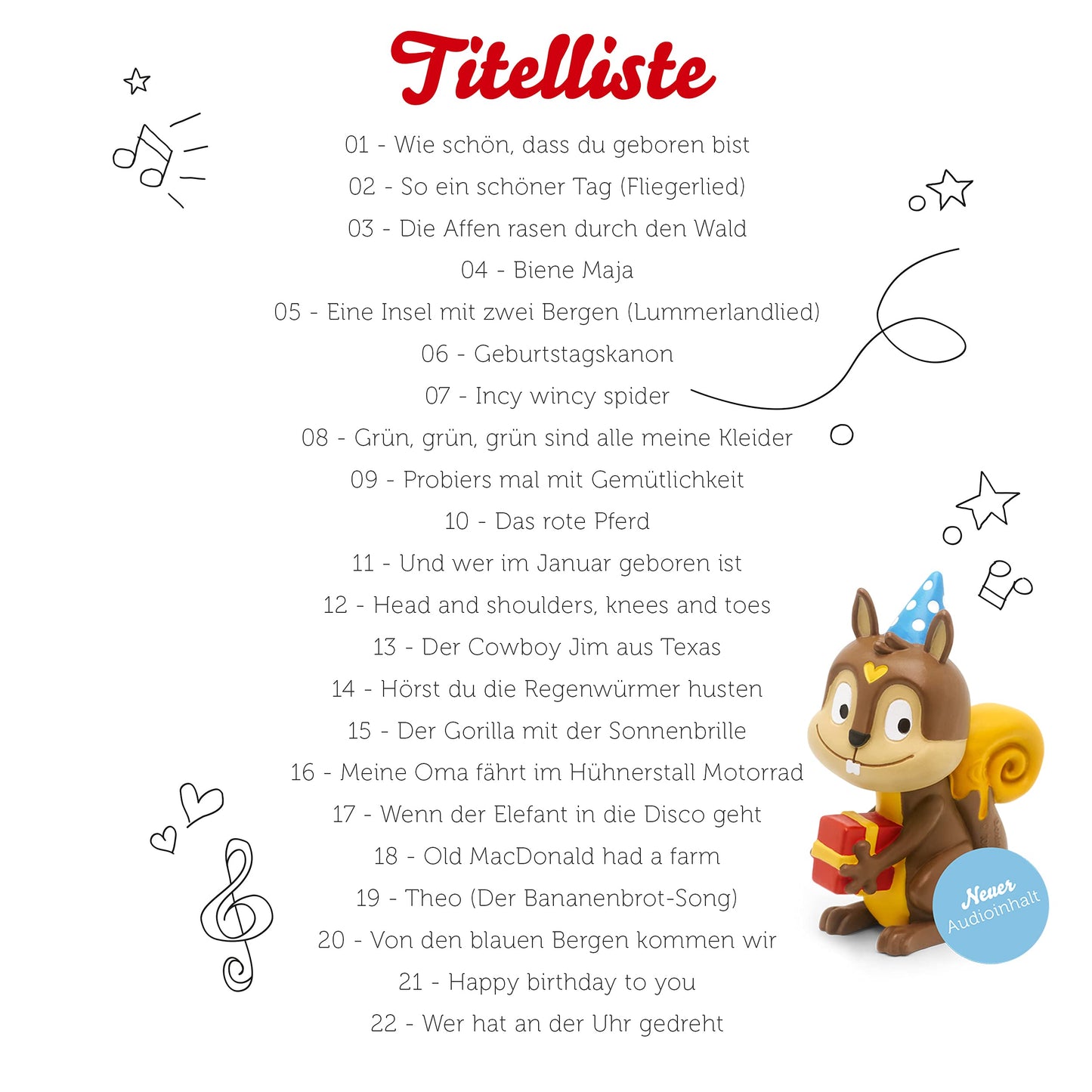 Tonies audio characters for Toniebox, Favorite Children's Songs - Birthday Songs, Children's songs for kids aged 3 and up, Playtime approximately 60 minutes
