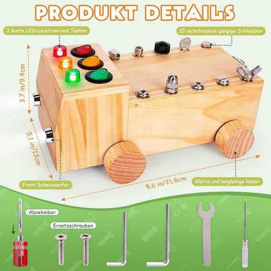 OAKJAR Montessori screwdriver board, Montessori toy for 2-6 year olds, Montessori busy board, wooden motor skills toy, educational toy for babies toddlers boys girls.