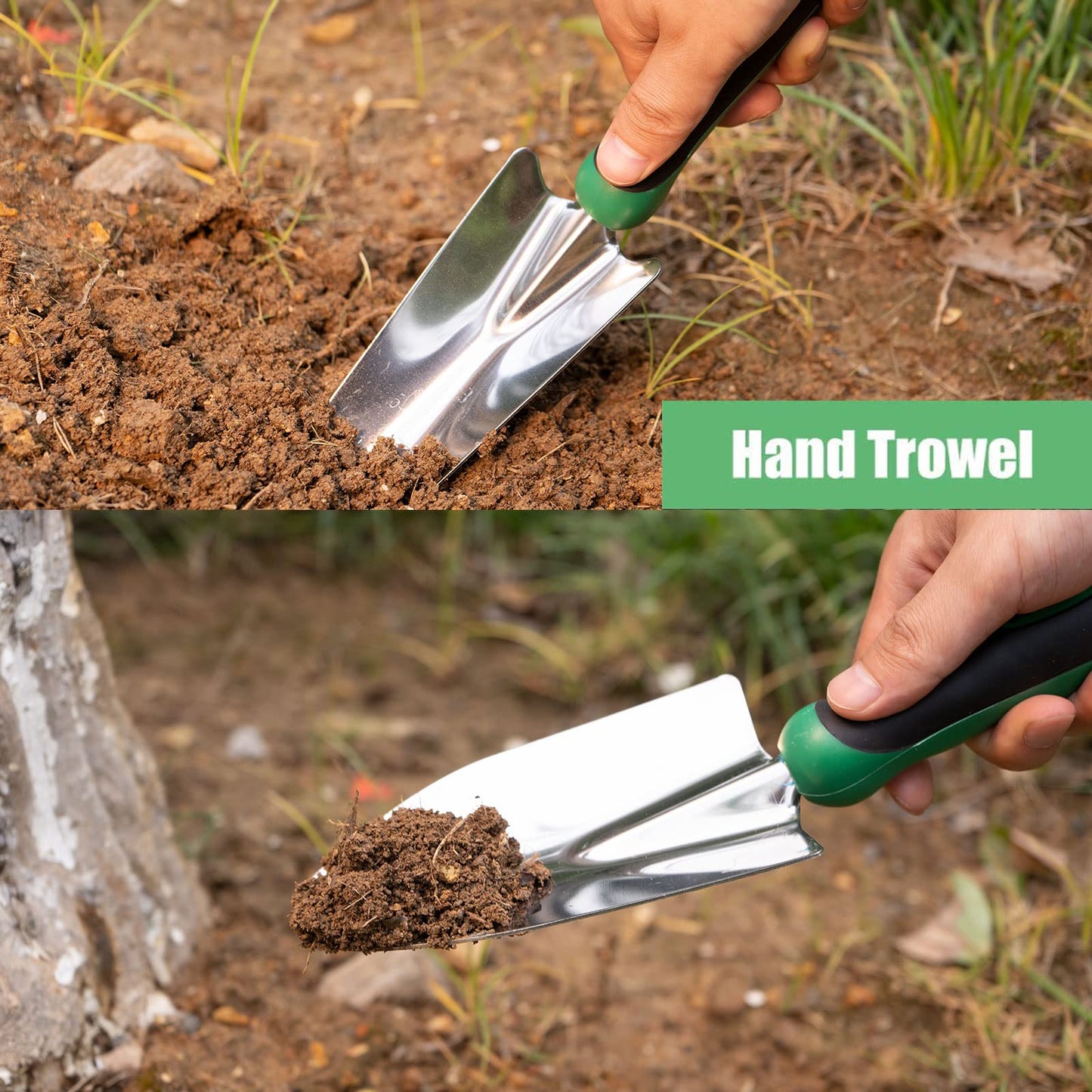 DEWINNER Garden Tool Set, Hand Tool Gift Set, Outdoor Hoe, Garden, Transplanting, Fork for Gardeners, Trowel, Transplanter, Cultivator, Weeding, with sturdy storage bag for organization.
